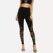 Womens Sexy Lace Trousers Yoga Patchwork Sport Casual High Waist Pants