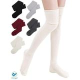 Deago 1 Pairs Women's Adorable Thigh High Cotton Socks Over Knee Tights Long Boot Stocking Knee High Leg Warmer (Beige)