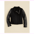 VinceFaux-Leather-Trim Wool-Blend Combo Jacket, Black, Size L.