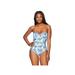 Brand - Coastal Blue Women's One Piece Swimsuit, New Navy Floral, S