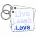 3dRose Live, Laugh, Love Blue Butterflies- Inspirational Words - Key Chains, 2.25 by 2.25-inch, set of 2