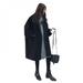 Pretty Comy Women Autumn Winter Elegant Coat Mid-length Lapel Solid Color Loose Woolen Casual Long-sleeved Trench Black L