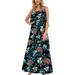 Avamo Size S-XXL Women Summer Casual Loose Camisole Dress Floral Printed Bohemian Spaghetti Strap Floral Long Maxi Dress White L(US 10-12)