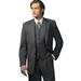 High Quality 2 Button Solid Charcoal Gray Vested 2 Piece Suits For Men 100% Wool Super 140s Wool Men - Color: Dark Grey Suit - Three Piece Suit