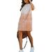 UKAP Women Short Sleeve Round Neck Tie Dye Tunic Top Dress Casual Swing Tee Shirt Dresses Above Knee Mini Dress Orange M(US 8-10)