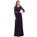 Ever-Pretty Juniors Vintage A-line Chiffon 3/4 Sleeves Maxi Cocktail Gown for Junior 74125 Dark Purple US10