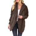 ZANZEA Women Hooded Long Sleeve Plush Coat Winter Warm Cardigan Jacket Fluffy Outwear