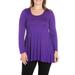 24seven Comfort Apparel Women's Plus Size Poised Long Sleeve Swing Tunic Top