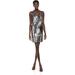 Nicole Miller Artelier SILVER MULTI Mermaid Sequin V-Neck Dress, US Large