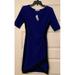 CRAVE FAME Womens Blue Short Sleeve V Neck Short Sheath Cocktail Dress Size L