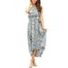 Sexy Dance Polka Dot Print Dress Women Casual Maxi Sundress Boho Hohemian Floral Beach Swing Dress with Belted