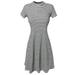 FashionOutfit Women's Short Sleeve Keyhole Ribbed Striped Trapeze Dress