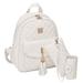 Vbiger Women Backpack, 3-in-1Tassels Shoulders Backpack Set, PU Leather Rhomboids Backpacks with Crossbody Bag and Purse, White