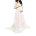 UKAP Maternity Long Dress Ruffles Elegant Maxi Photography Dress Stretchy Empire Waist Pregnant Gowns for Photoshoot White L(US 10-12)