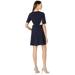 Vince Camuto Kors Crepe Elbow Sleeve Color-Block Fit-and-Flare Dress w/ Topstitch Detail Navy Multi