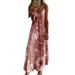 Mojoyce Women Floral Print Slip Dress V Neck Summer Beach Tunic Dresses (Pink 2XL)