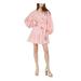 MICHAEL KORS Womens Coral Volume Sleeve Printed V Neck Mini Wrap Dress Dress Size XS