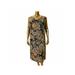 CONNECTED APPAREL Womens Black Paisley Cap Sleeve Cowl Neck Tea-Length Sheath Dress Size 16W
