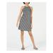 MAISON JULES Womens Black Striped Sleeveless Halter Above The Knee Shift Dress Size XS