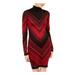 PLANET GOLD Womens Red Striped Long Sleeve Turtle Neck Above The Knee Body Con Dress Size S