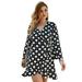 Casual Midi Dresss for Women Sexy Polka Dots Plus Size Dress Long Sleeve Autumn Lace Up Dress Boho V Neck Ruffle Hem Trendy Womens Sundress Jumpsuit