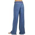 Spftem Women Casual High Waist Elasticity Denim Wide Leg Palazzo Pants Jeans Trousers