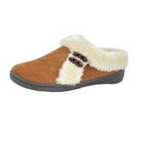 Clarks Womens Suede Leather Slipper JMH2047 - Soft Plush Faux Fur Lining - Indoor Outdoor House Slippers For Women (10 M US, Cognac)