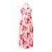 luethbiezx LM Women's Plus Size Red Printed Long Dress Sleeveless Tie Waist Dresses