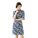 Women Special 1/2 Long Sleeve Modern Mandarin Chinese Cheongsam Qipao Sheath Short DressÂ ( Navy )