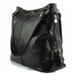 Italian Artisan 74-6547-Black Handmade Womens Genuine Calf Leather Shopping Bag with Double Handle, Black