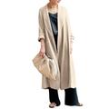 ZANZEA Ladies Lapel Cotton Linen Jacket Outwear Spring Autumn Long Cardigan Coats