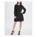 DKNY Womens Black Zippered Printed Long Sleeve Jewel Neck Above The Knee Fit + Flare Formal Dress Size 10