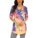 Casual Tunic Blouse Tops For Women Summer Roll-up Sleeve Tie Dye Baggy T-Shirts Tops Beach Loose V-Neck Tops Lounge High Low Shirts Top