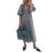 ZANZEA Women Summer Beach Club Party Plaid Kaftan Caftan Vintage Long Maxi Dress