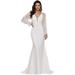 Ever-Pretty Womens Elegant Bodycon Mermaid Floral Lace Sleeves Maxi Evening Party Dress 00250 Cream US8