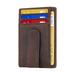 Beartwo RFID Blocking Minimalist Genuine Leather Money Clip Wallet Slim Front Pocket Wallet Credit Card Holder with ID Window