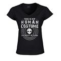 S4E Women's This is My Human Costume I'm Really an Alien S4E Women's This is My Human Costume I'm Really an Alien Slim Fit V-Neck T-Shirt