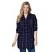 Woman Within Women's Plus Size Pintucked Flannel Shirt