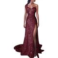 Women's Elegant Strapless Fishtail Ball Prom Gown Bridesmaid Wedding Split Bodycon Sequin Sparkly Long Maxi Plus Size Prom Cocktail Formal Dress