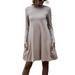 Long Sleeve Dress for Women Casual High Neck Midi Dress with Pockets Party Evening Cocktail Beach Dress Sundress Vestidos