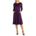 24/7 Comfort Apparel Women's Midi Length Fit N Flare Pocket Dress