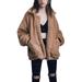 VICOODA Women's Fashionable Winter Lapel Long Sleeve Faux Shearling Shaggy Faux Fur Thicken Zipper Pocket Coat Jacket