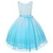 Little Girls Turquoise Ombre Rosette Special Occasion Dress 4