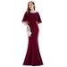 Ever-Pretty Women's Beaded Floor-length Short Sleeve Formal Party Gowns Prom Dress 00575 Burgundy US10