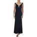 Xscape Womens Deep V Off-The-Shoulder Evening Dress