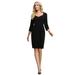 Ever-Pretty Women's V Neck Bodycon Wear to Work Casual Dresses with Sleeves 00052 Black X-Large