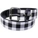 White Plaid Leather Belt - Small