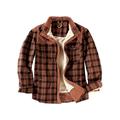 CVLIFE Mens Vintage Plaid Shirts Jacket with Fleece Lining Thickened Warm Flannel Shirt Jacket
