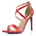 DailyShoes High Heel Sandal for Women Heeled Stilettos Criss Cross Strappy Open Toe Crossed Fashion Sandals Hot Stiletto Sexy Pump Heels Red,pt,7.5