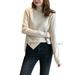 Avamo Ladies Winter Loose Fitting Solid Mockneck Ribbed Sweaters Long Sleeve Knit Jumper Top Stylish Casual Pullover Sweatshirt for Women